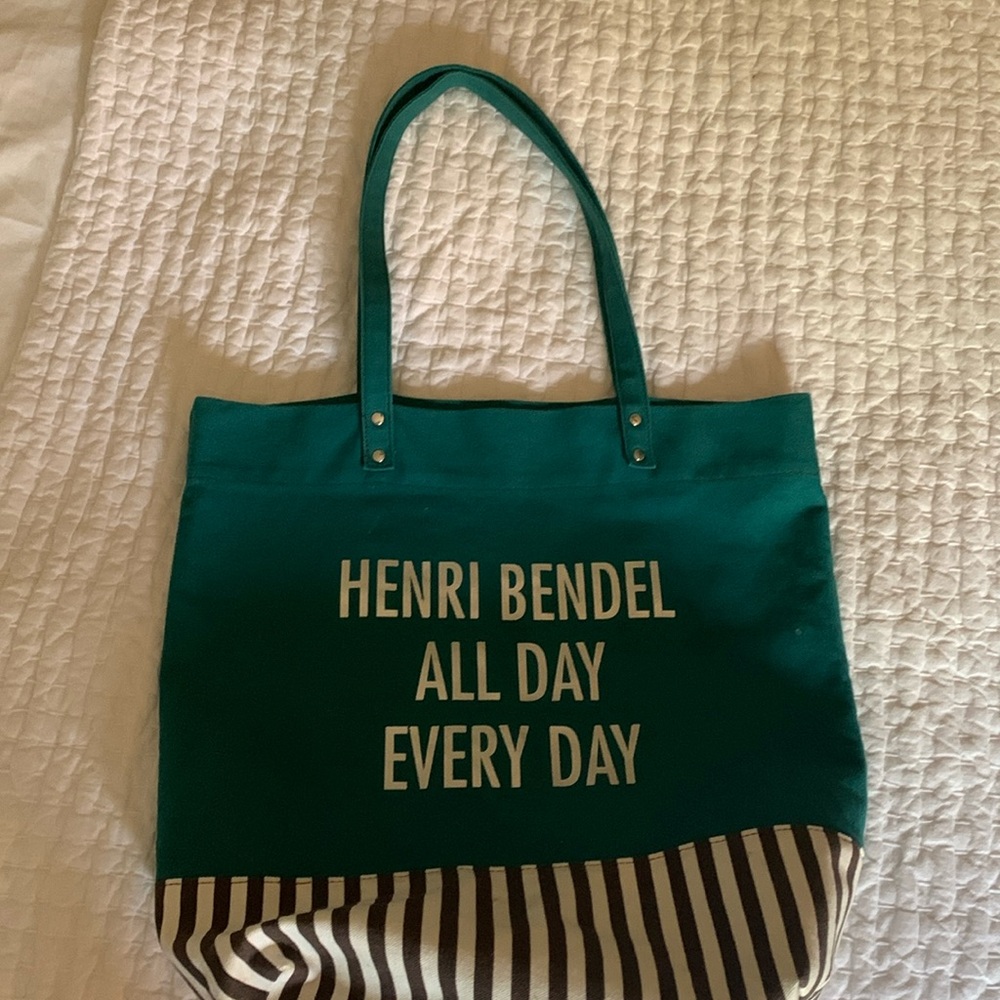Henri Bendel logo canvas shopping bag